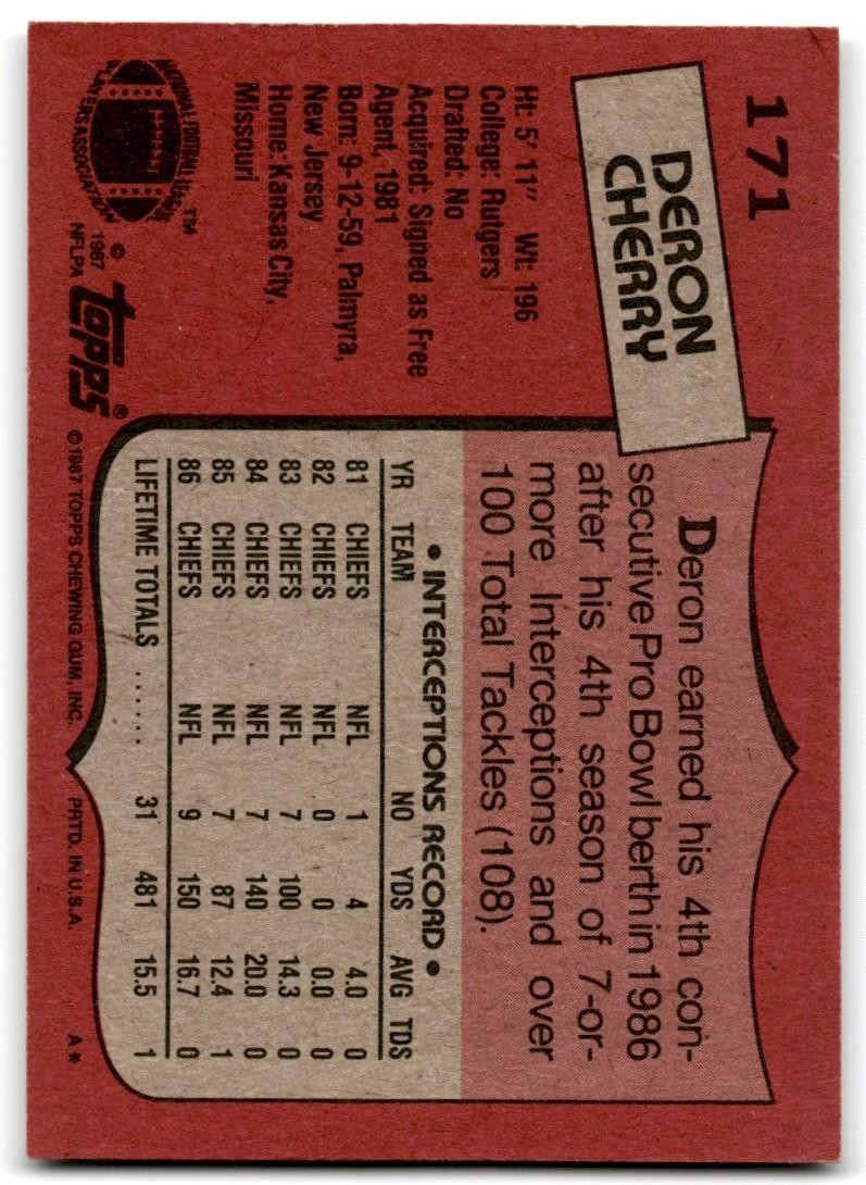 1987 Topps Deron Cherry Football Card #171
