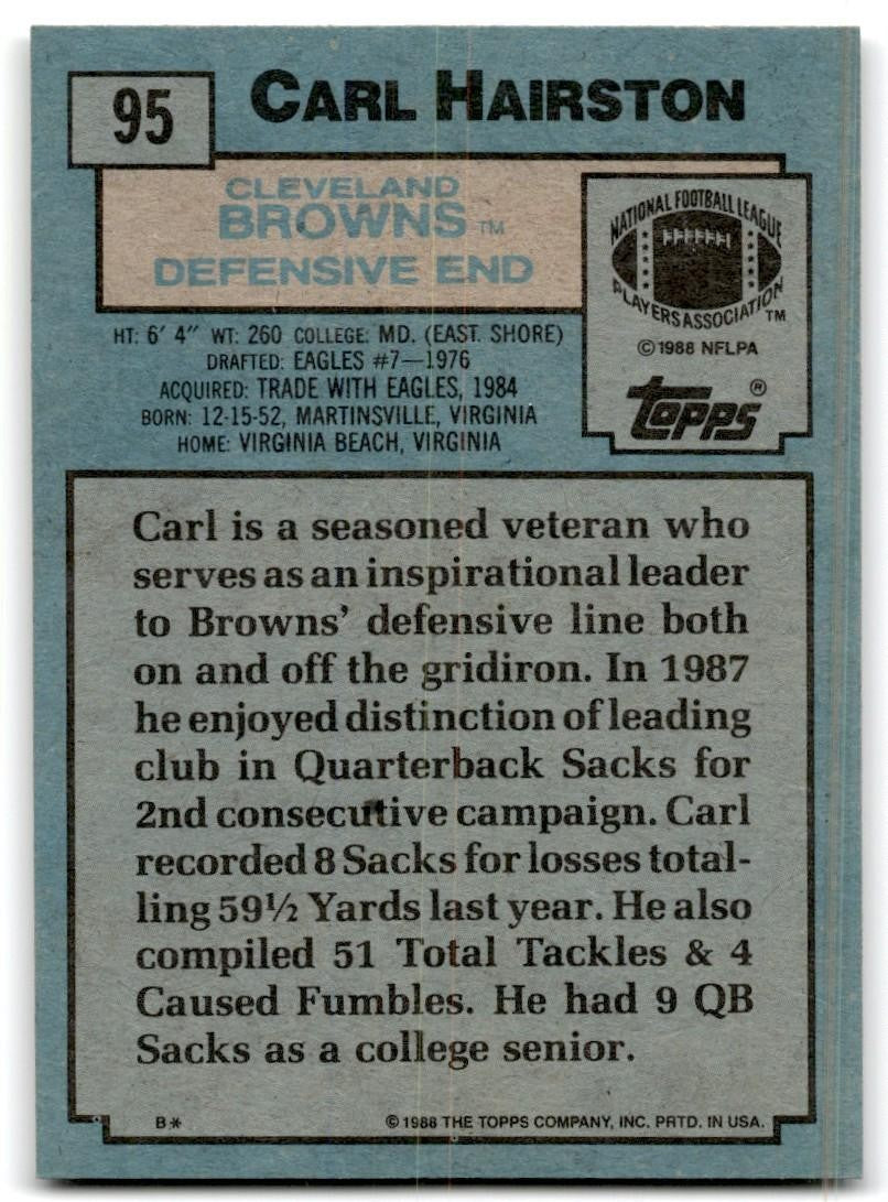 1988 Topps Carl Hairston Football Cards #95