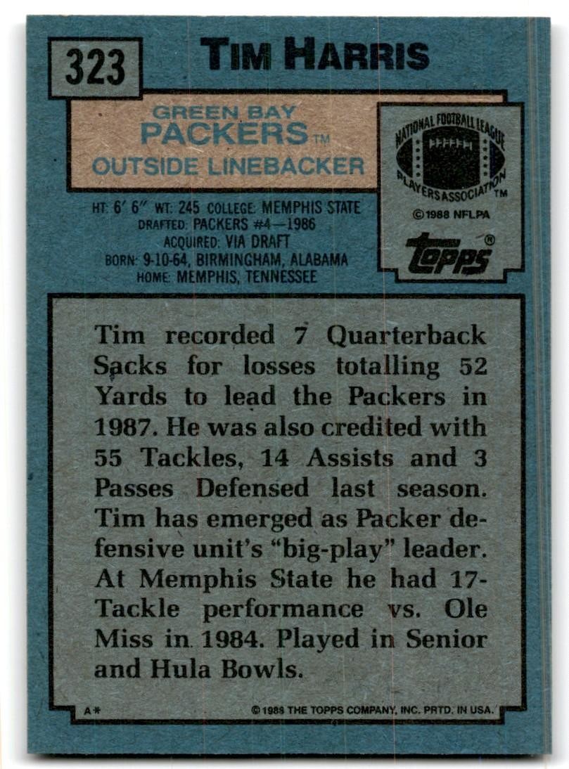 1988 Topps Tim Harris Football Cards #323