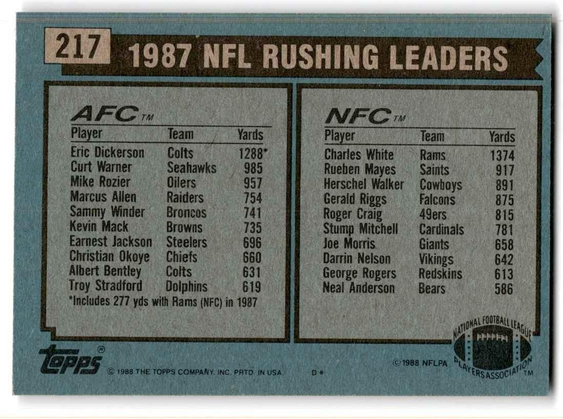 1988 Topps Eric Dickerson/Charles White Football Cards #217