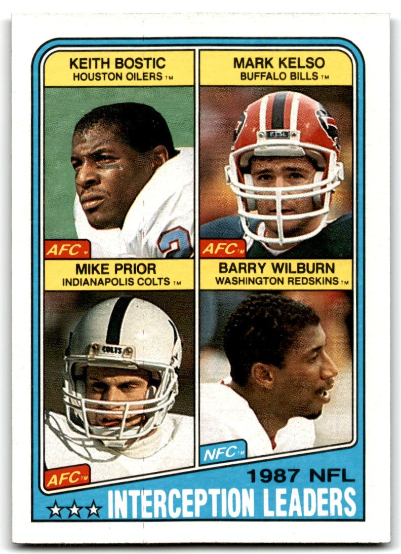 1988 Topps Keith Bostic/Mark Kelso/Mike Prior/Barry Wilburn Football Cards #219