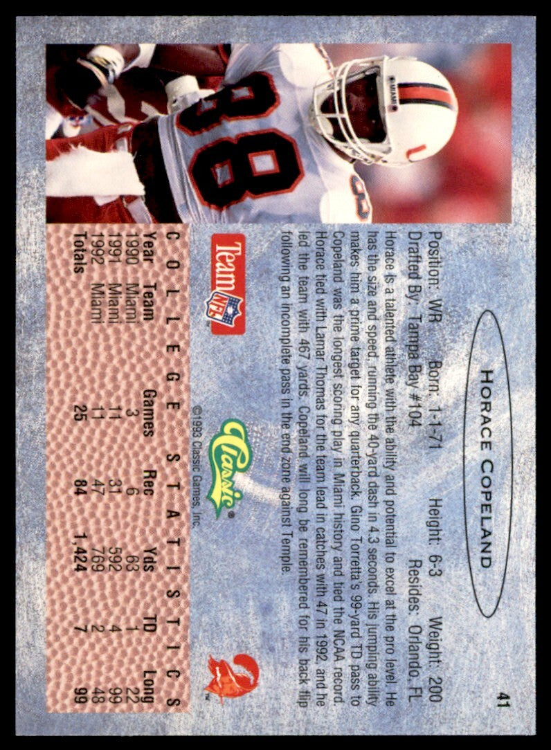 1993 Classic Horace Copeland . Tampa Bay Buccaneers #41