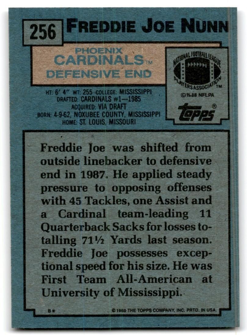 1988 Topps Freddie Joe Nunn Football Cards #256