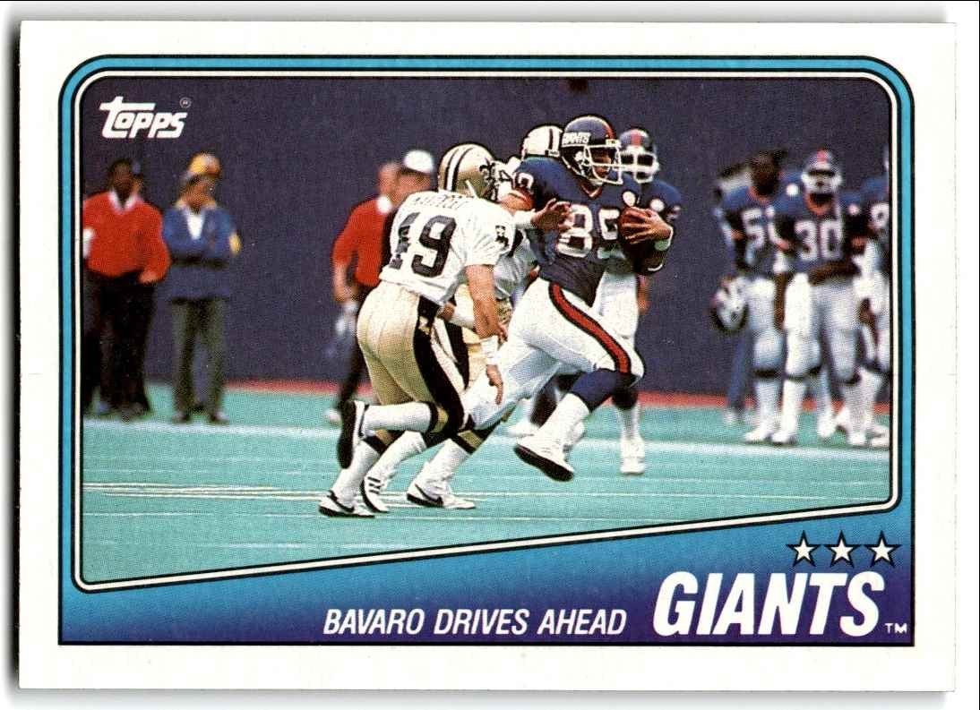 1988 Topps Bavaro Drives Ahead (Giants) Football Cards #271