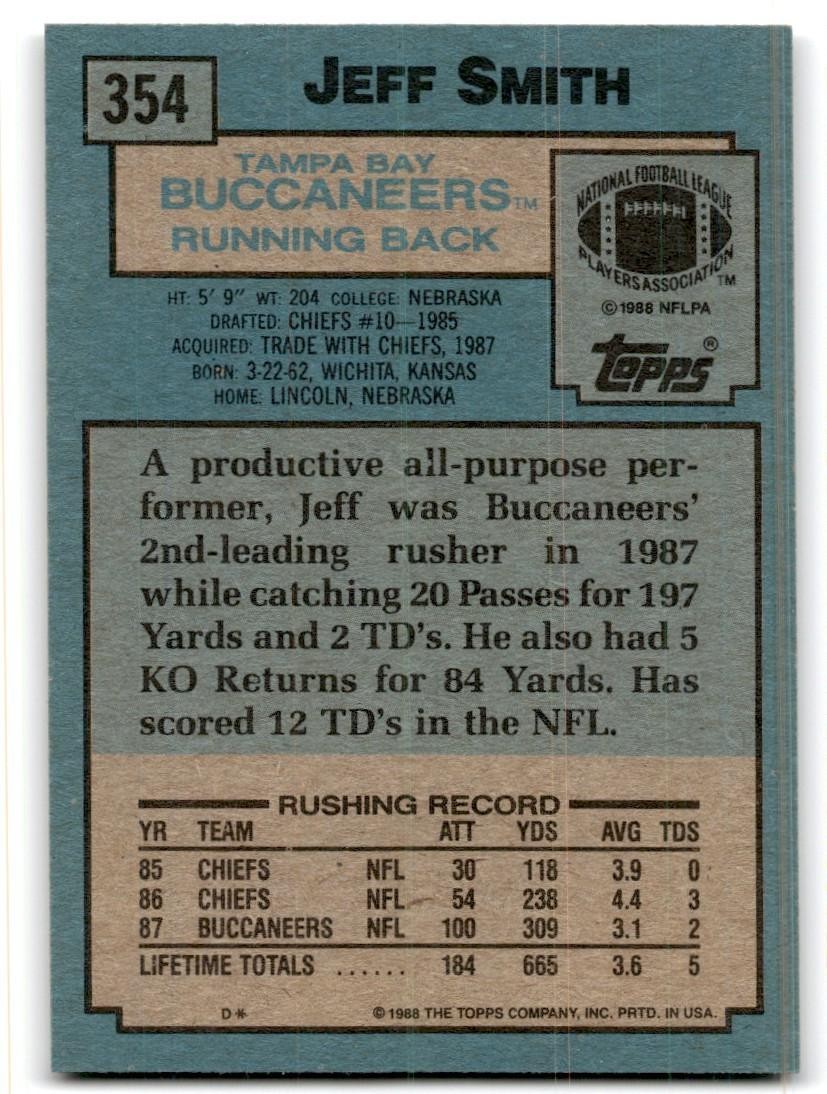 1988 Topps Jeff Smith Football Cards #354
