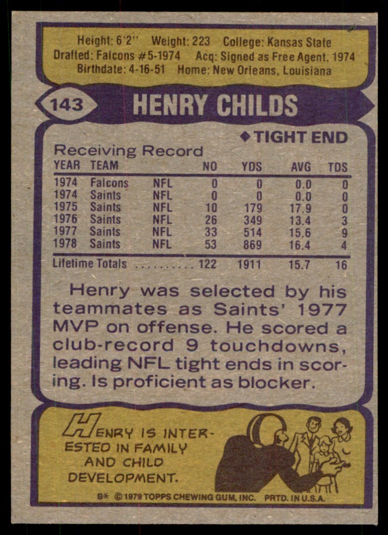 1979 TOPPS.. HENRY CHILDS . NEW ORLEANS SAINTS #143