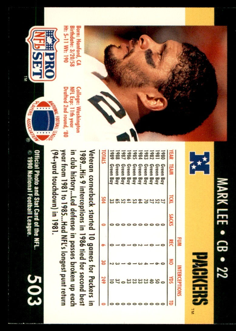 1990 Pro Set Mark Lee Green Bay Packers #503