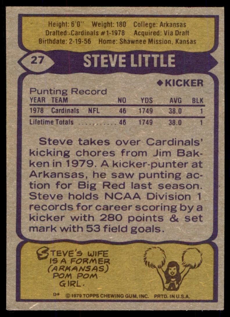 1979 TOPPS, STEVE LITTLE . ST. LOUIS CARDINALS. #27