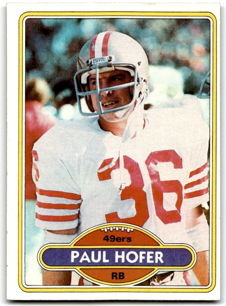 1980 Topps Paul Hofer Football Cards #178