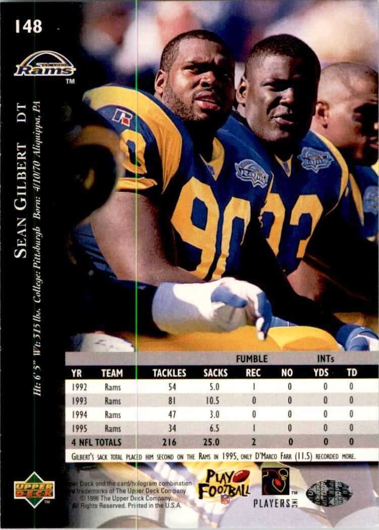 1996 Upper Deck Sean Gilbert . St. Louis Rams #148