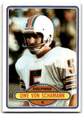 1980 Topps Uwe Von Schamann Football Cards #421
