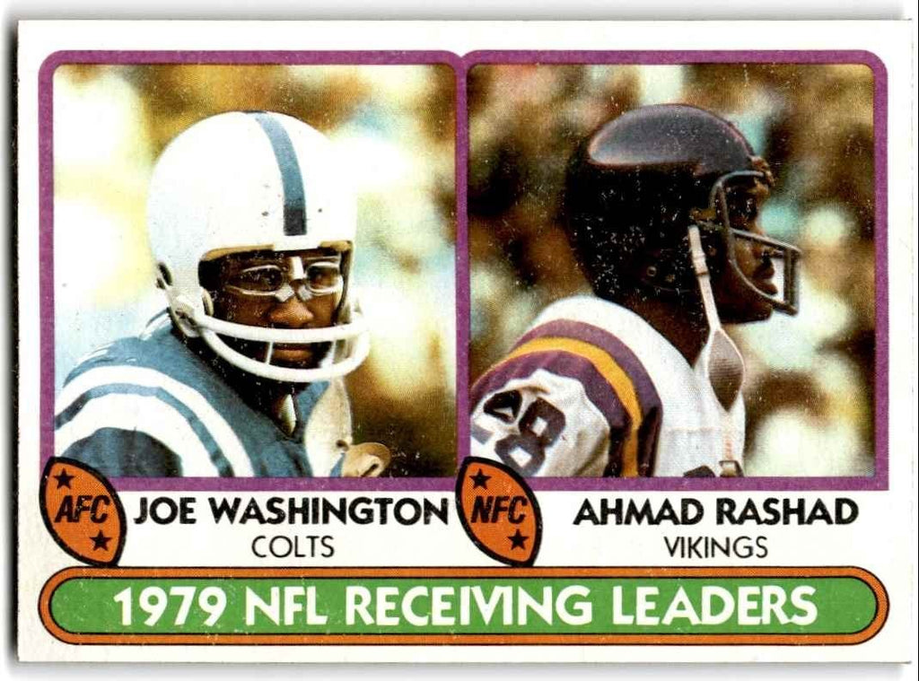 1980 Topps 1979 Receiving Leaders - Joe Washington/Ahmad Rashad Football Cards
