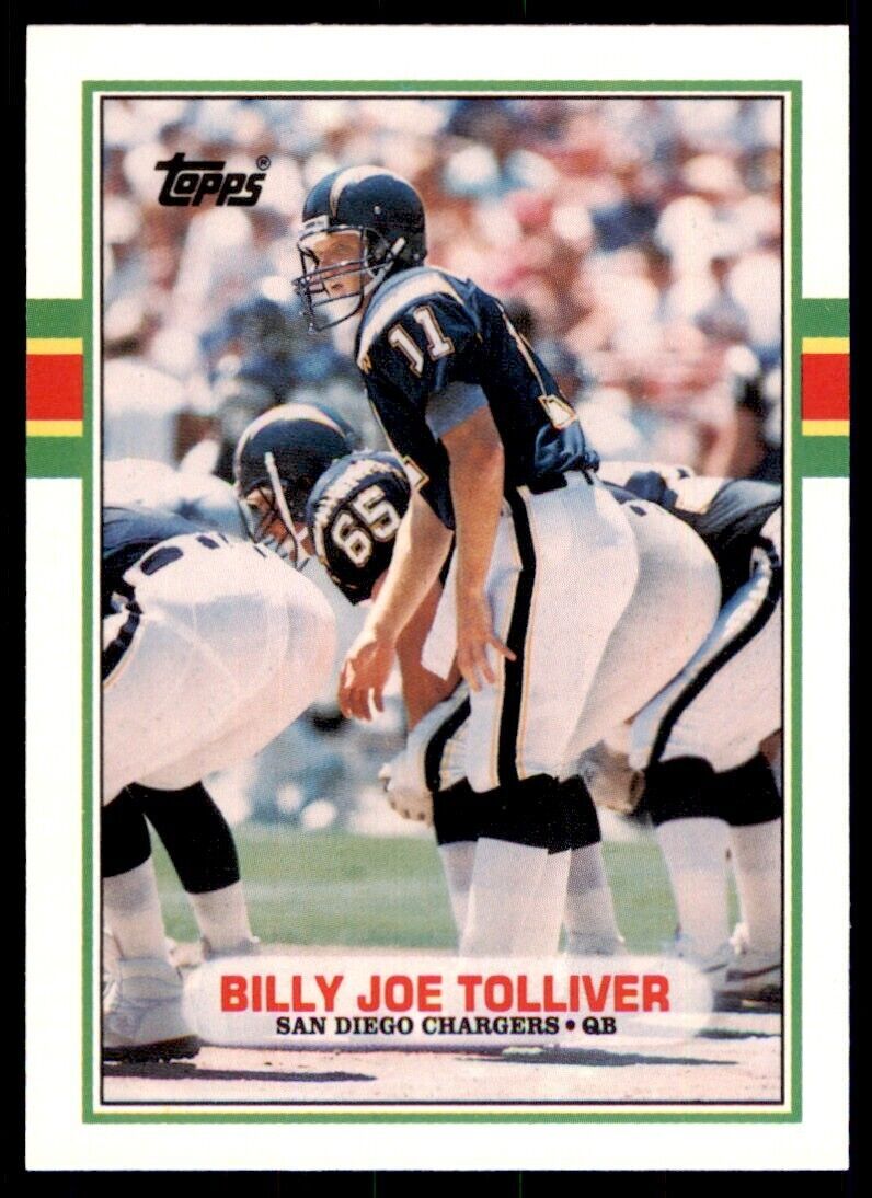 1989 TOPPS TRADED. BILLY JOE TOLLIVER ROOKIE . SAN DIEGO CHARGERS #86T