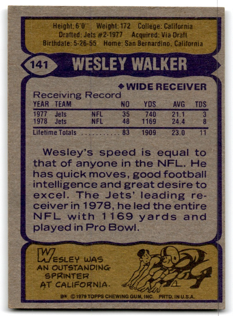 1979 Topps Football Card Wesley Walker New York Jets #141