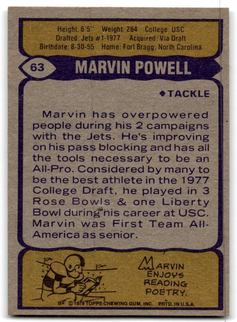 1979 Topps Football Card Marvin Powell New York Jets #63