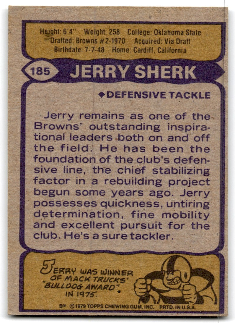 1979 Topps Football Card Jerry Sherk Cleveland Browns #185
