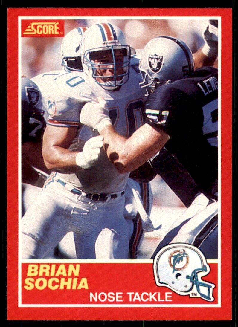 1989 SCORE. BRIAN SOCHIA ROOKIE . MIAMI DOLPHINS #179