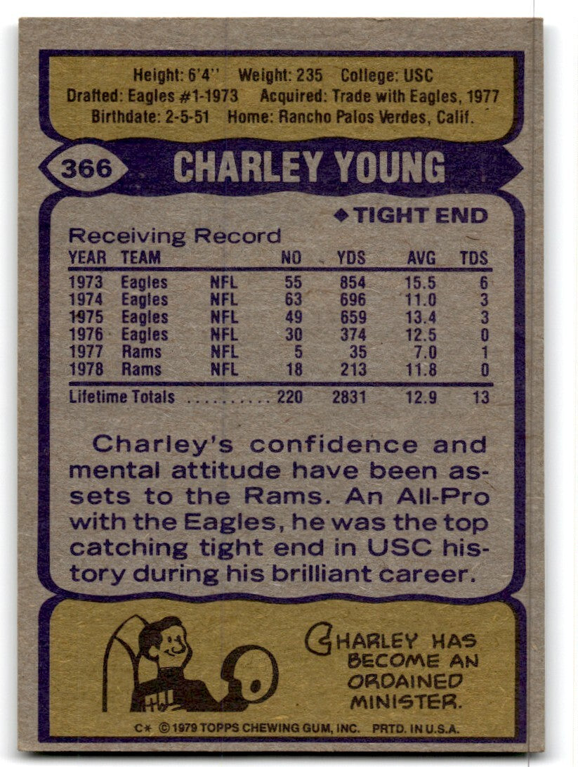 1979 Topps Football Card Charle Young Los Angeles Rams #366