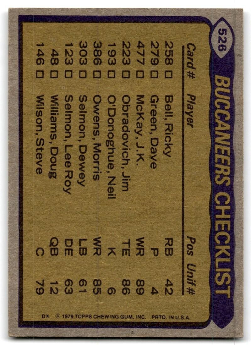 1979 Topps Football Card Ricky Bell/Morris Owens/Cedric Brown/Lee Roy Selmon