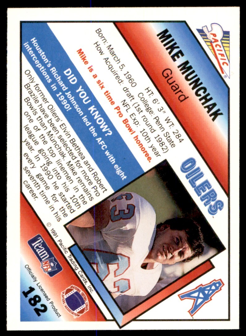 1991 Pacific Mike Munchak . Houston Oilers #182