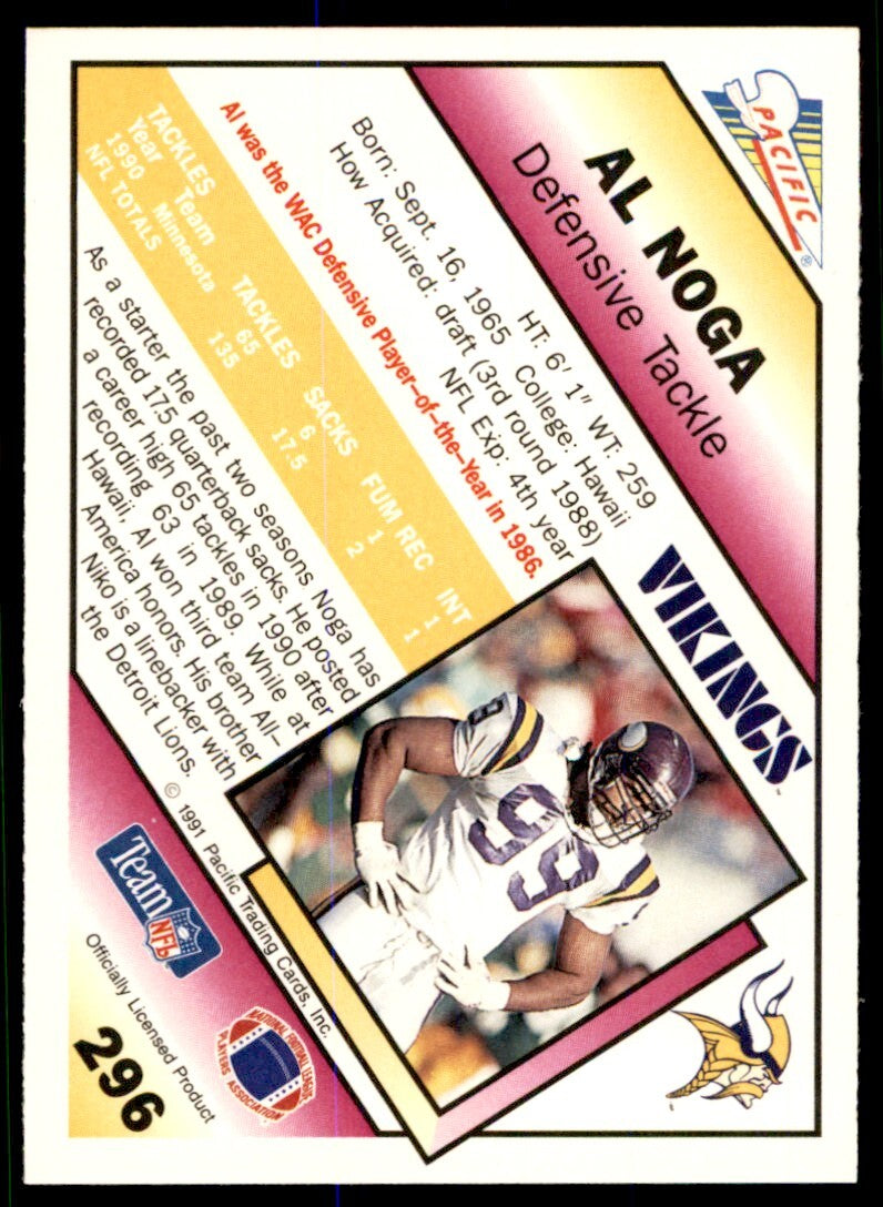1991 Pacific Al Noga . Minnesota Vikings #296