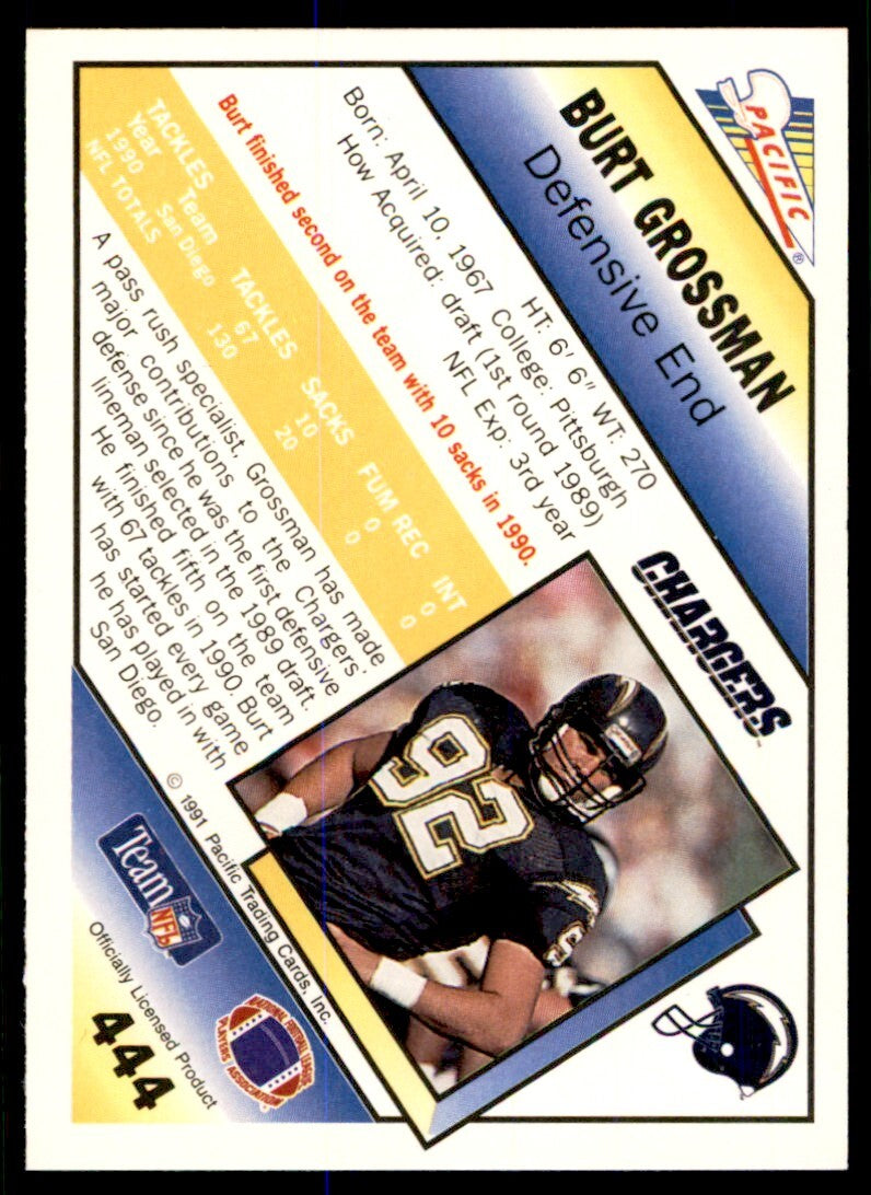 1991 Pacific Burt Grossman . San Diego Chargers #444