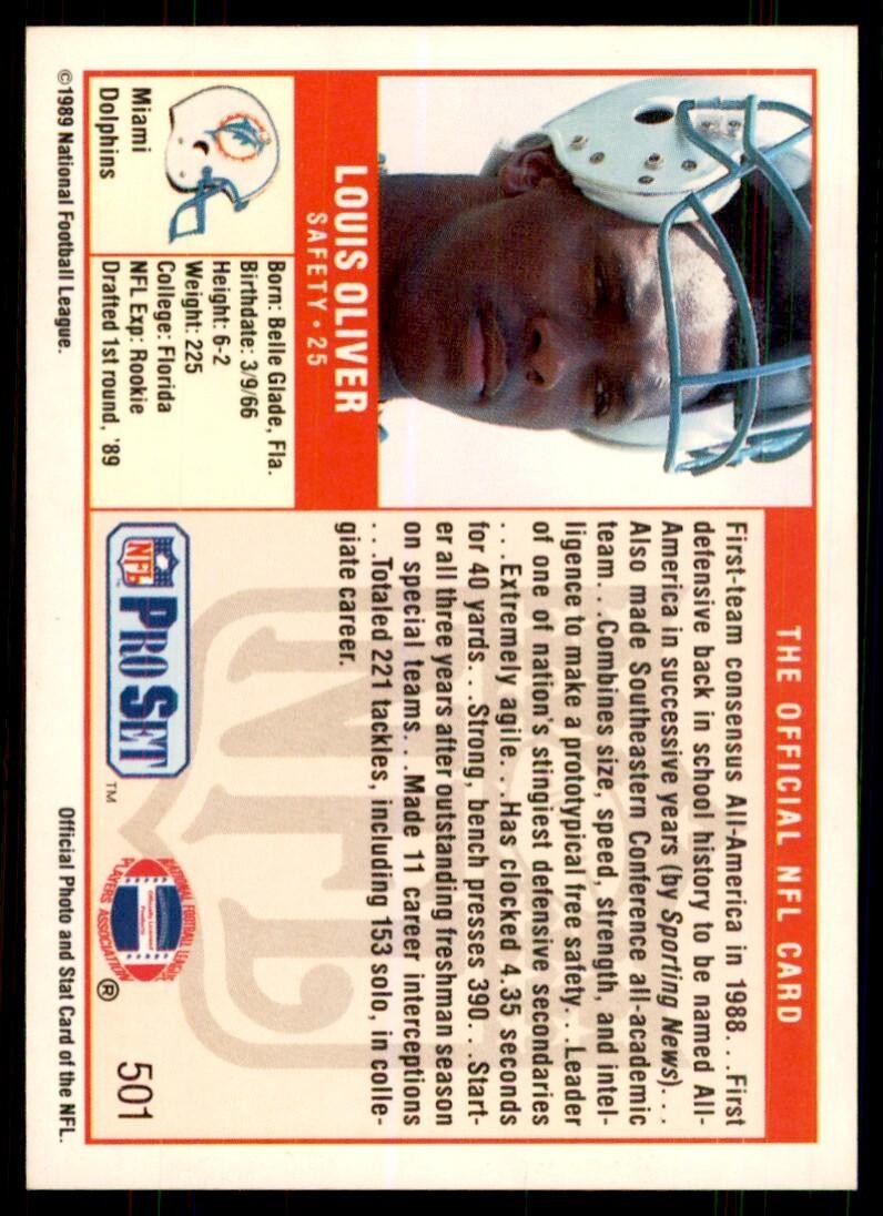 1989 Pro Set Louis Oliver Football Cards #501