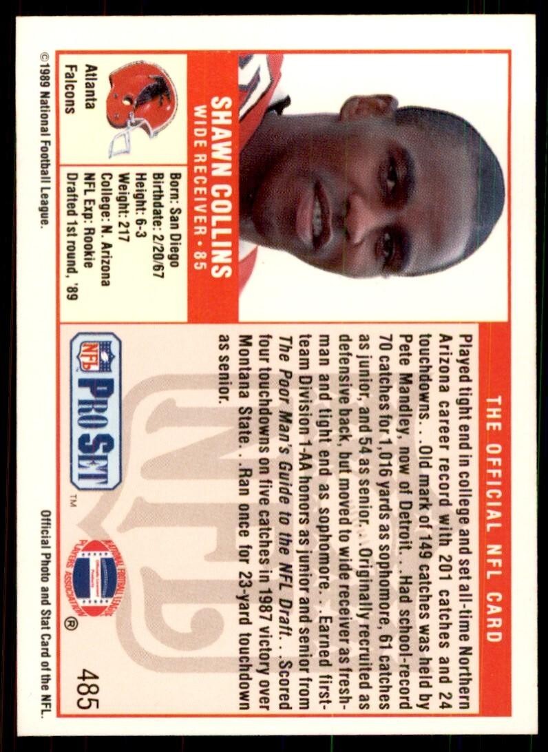 1989 Pro Set. Shawn Collins Football Cards #485