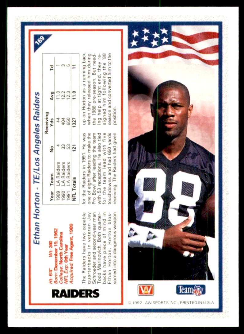 1992 All World Sports Ethan Horton Football Cards #169