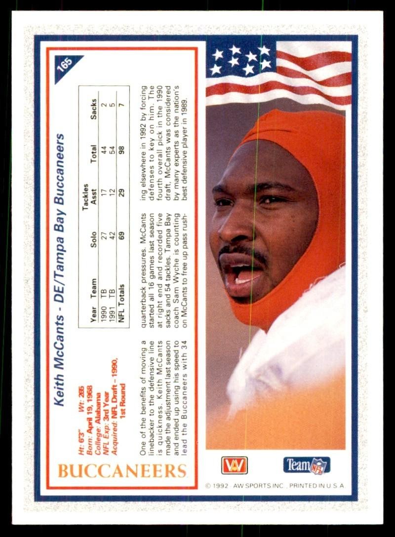 1992 All World Sports Keith McCants Football Cards #165