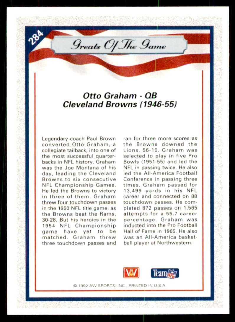 1992 All World Sports Otto Graham Football Cards #284
