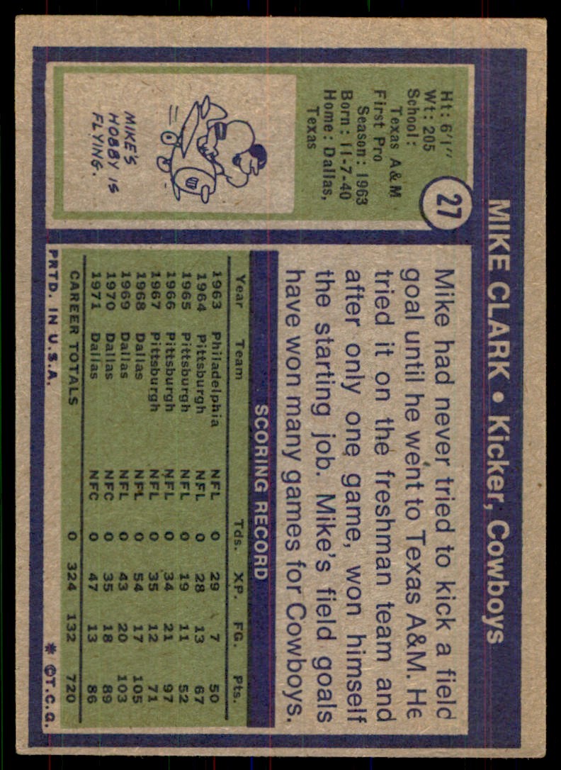 1972 TOPPS* MIKE CLARK DALLAS COWBOYS #27