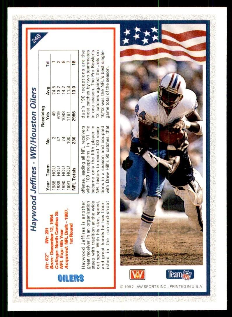 1992 All World Sports Haywood Jeffires Football Cards #246