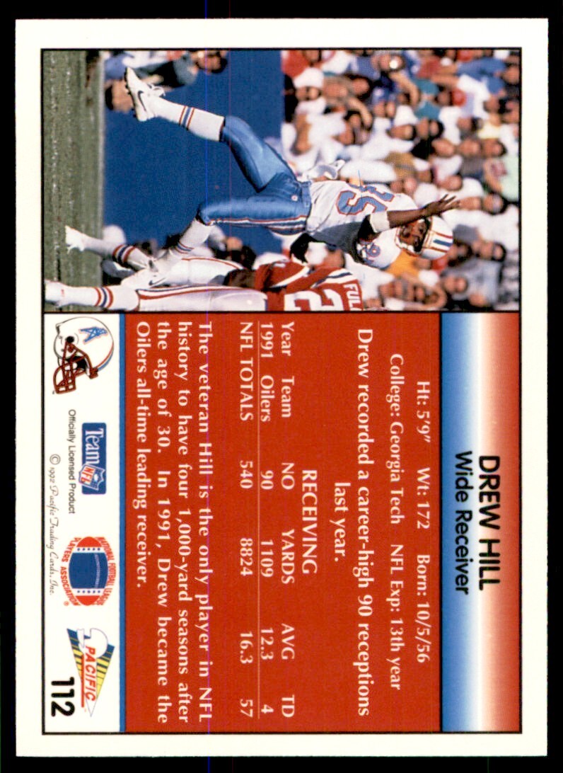 1992 Pacific Drew Hill Houston Oilers #112