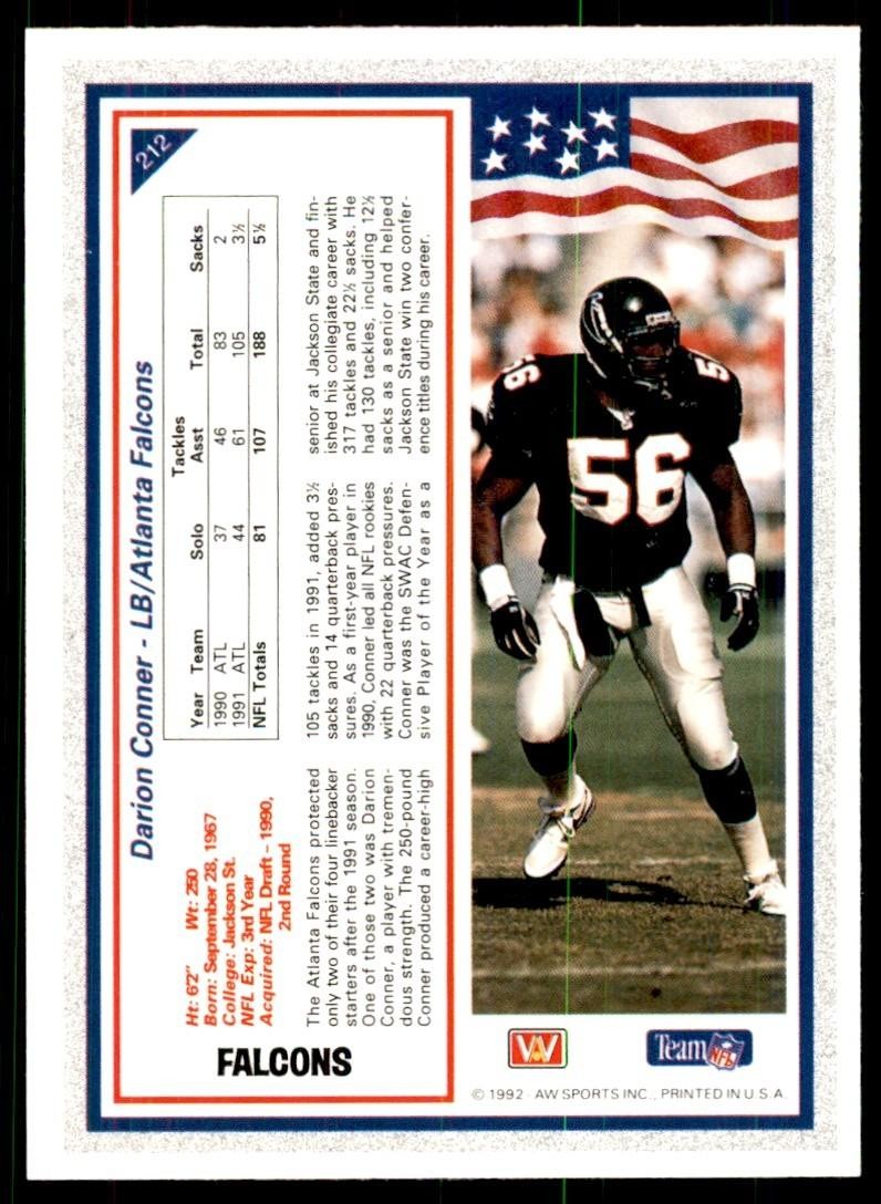 1992 All World Sports Darion Conner Football Cards #212
