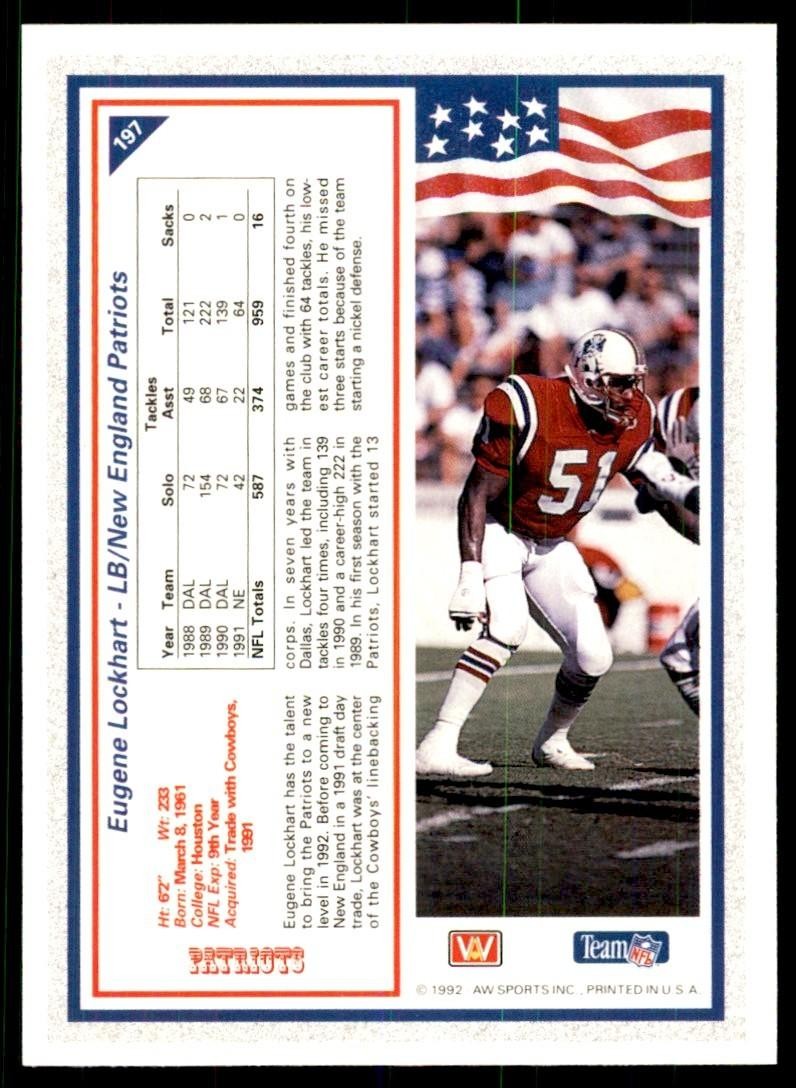 1992 All World Sports Eugene Lockhart Football Cards #197