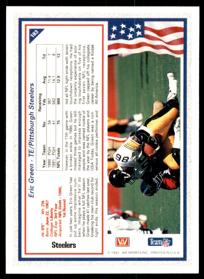 1992 All World Sports Eric Green Football Cards #183