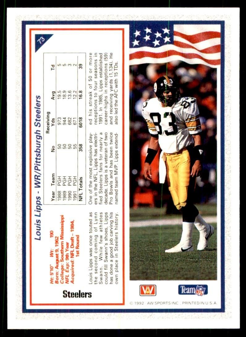 1992 All World Sports Louis Lipps Football Cards #73