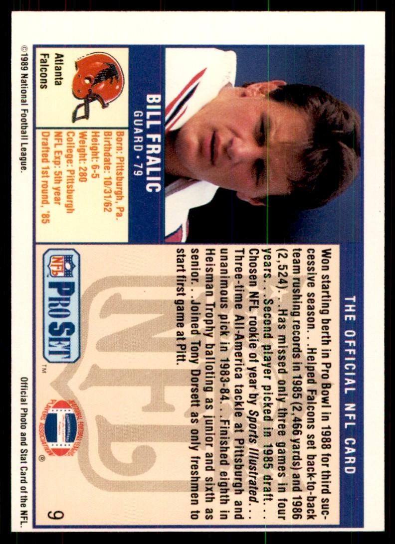 1989 Pro Set Bill Fralic Football Cards #9