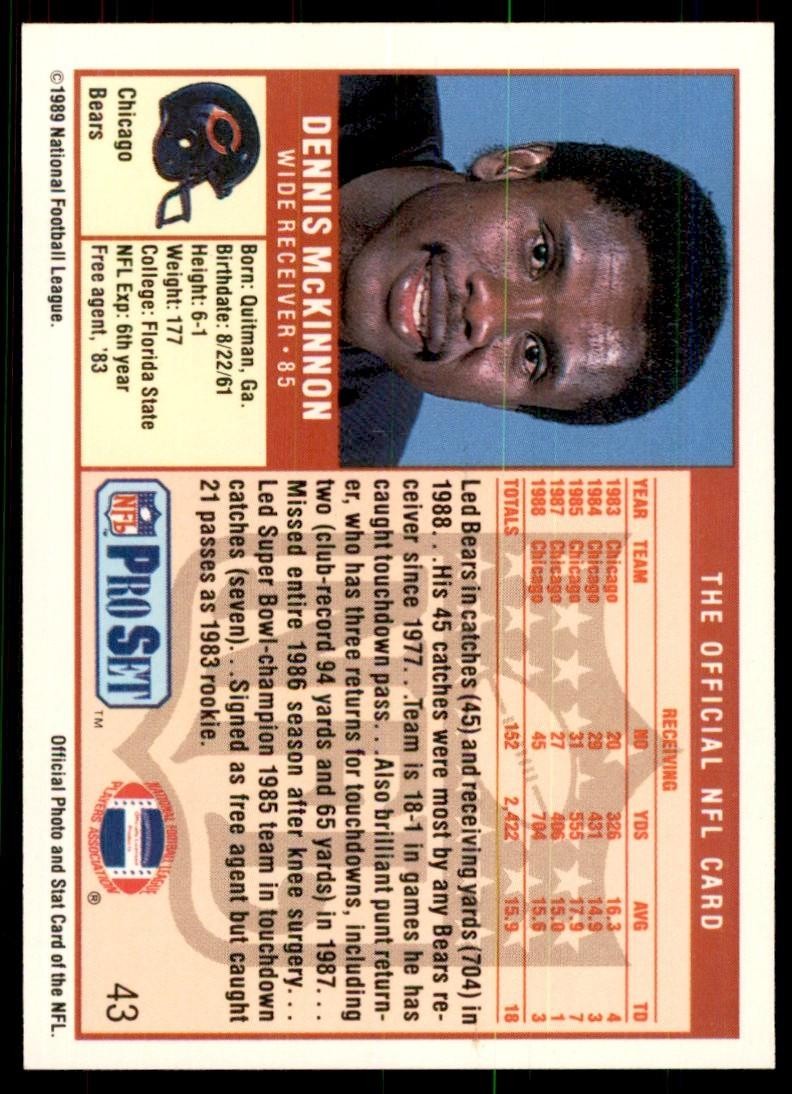 1989 Pro Set Dennis McKinnon Football Cards #43