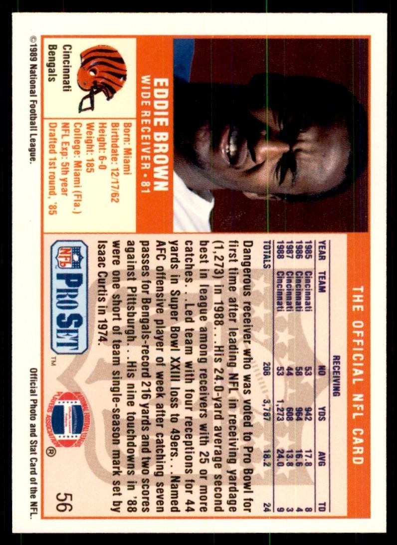 1989 Pro Set Eddie Brown Football Cards #56
