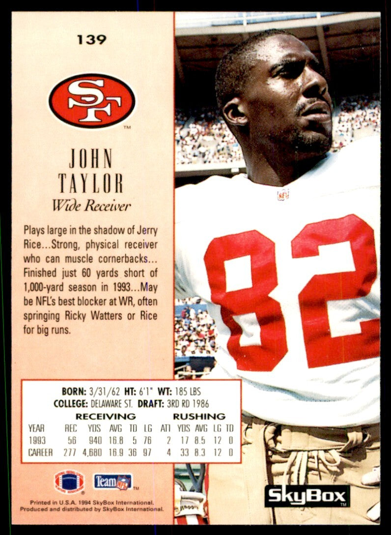 1994 Skybox John Taylor San Francisco 49ers #139