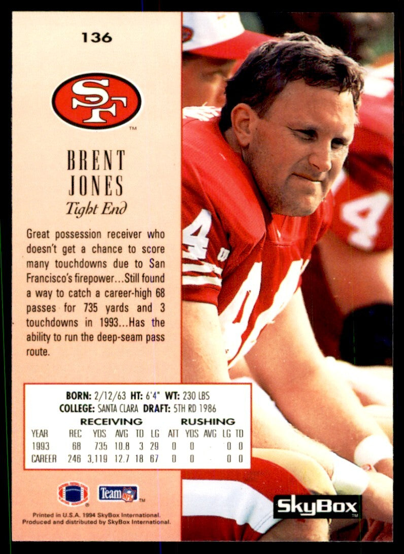 1994 Skybox Brent Jones San Francisco 49ers #136