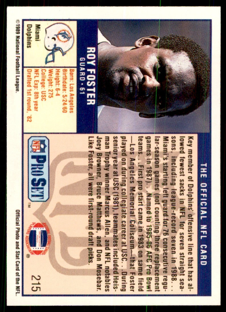 1989 Pro Set Roy Foster Football Cards #215