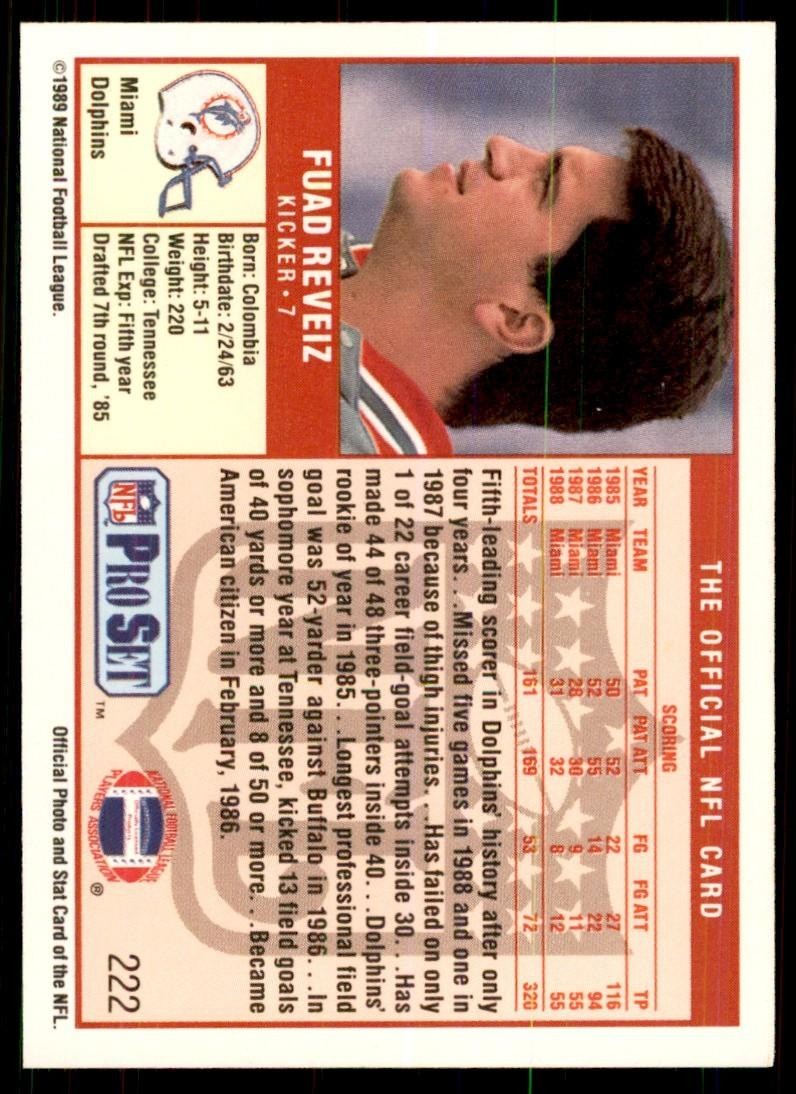 1989 Pro Set Fuad Reveiz Football Cards #222
