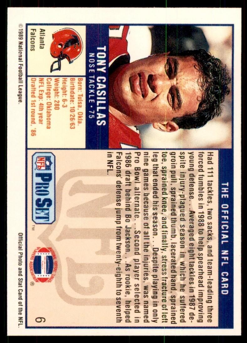 1989 Pro Set Tony Casillas Football Cards #6