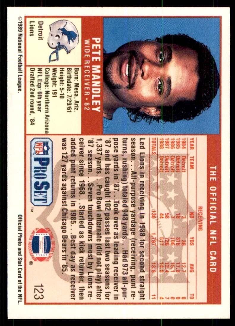 1989 Pro Set Pete Mandley Football Cards #123