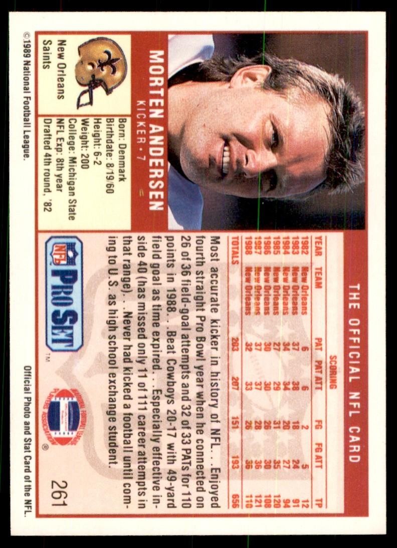 1989 Pro Set Morten Andersen Football Cards #261