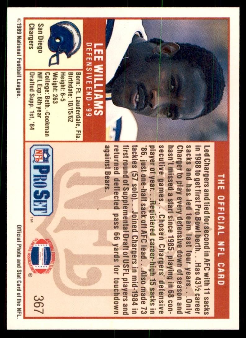 1989 Pro Set Lee Williams Football Cards #367