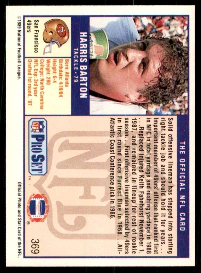 1989 Pro Set Harris Barton Football Cards #369